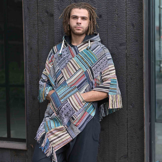 Reversible poncho Abajo Patchwork