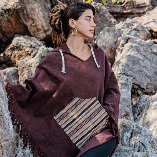 Hippie poncho for men and women Padre with colorful pocket