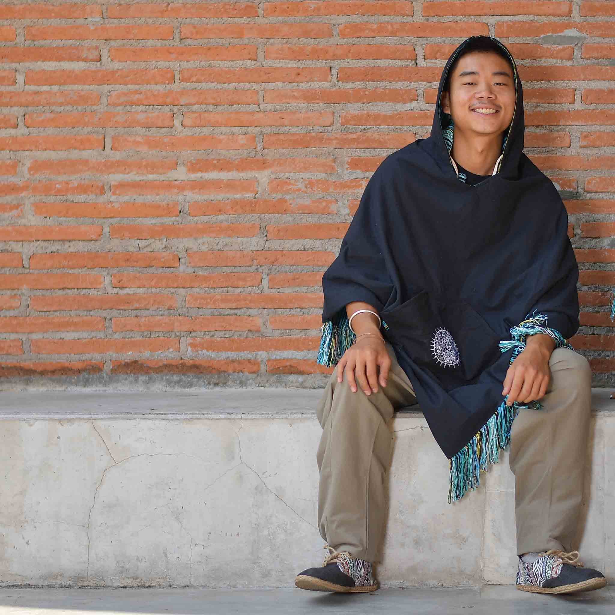 Reversible poncho Abajo turquoise