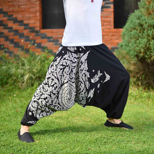 Women Yoga Pants Smocked Waist Harem Pant Genie Aladdin Pants Hippie  Clothing for Summer Flowy Festival Pants With Pockets 