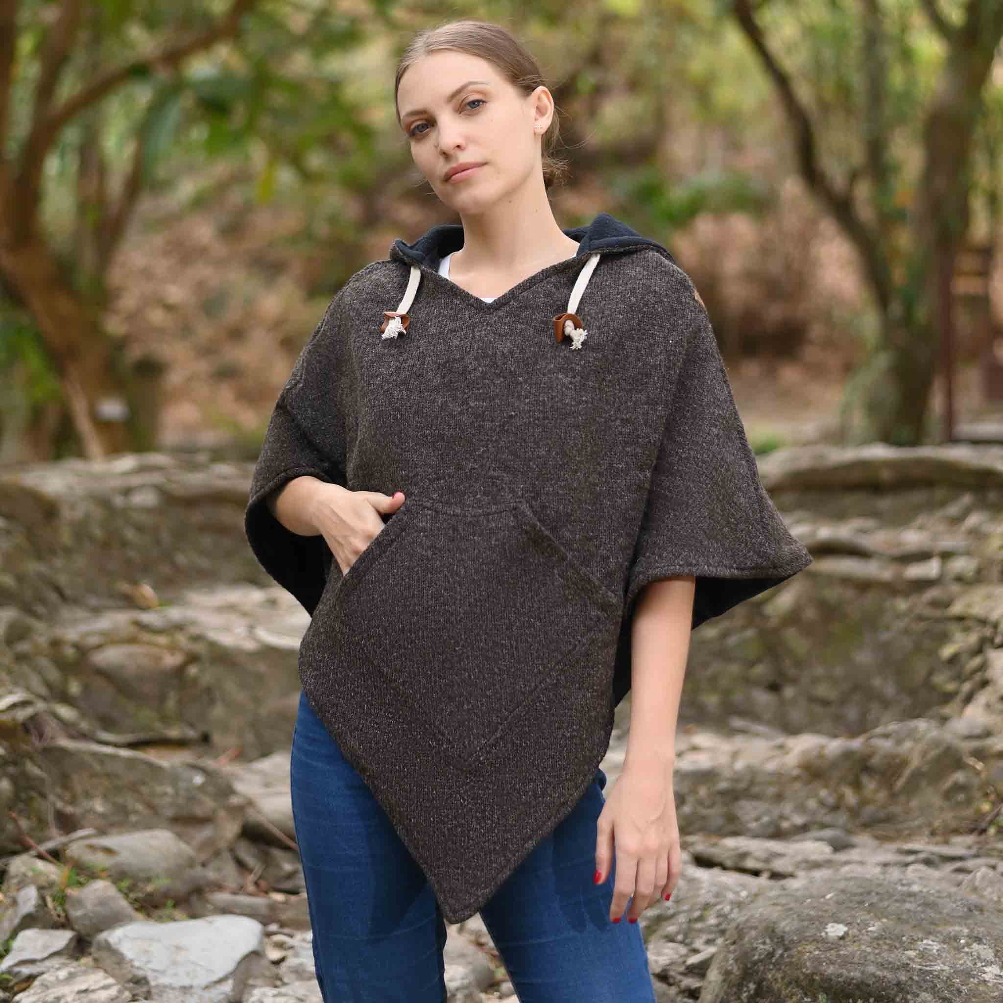 Hippie Sheep orders Wool Poncho | Mens Poncho | Womens Top | Brown Black